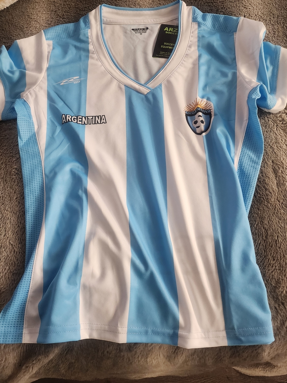 Argentina Short Sleeve Soccer Jersey - Light Blue & White **RUNS SMALL**
